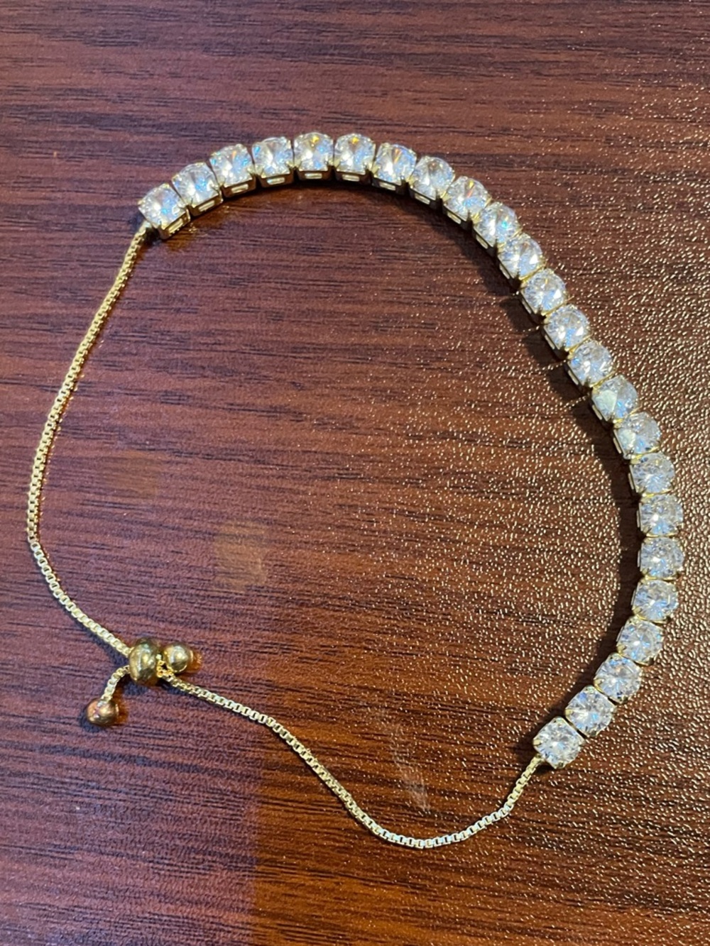 Adjustable Gold Tennis Bracelet with Diamonds